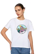 Koszulki i topy damskie - Trendyol Damska koszulka z dzianiny z okrągłym dekoltem, biały, XL - miniaturka - grafika 1