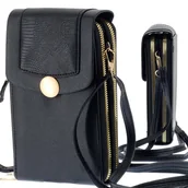 Torebki damskie - WYJŚCIOWA TOREBKA DAMSKA NA RAMIĘ ORGANIZER KOPERTÓWKA CZARNA WIECZOROWA - miniaturka - grafika 1