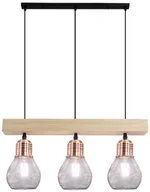 Lampy sufitowe - Industrialna lampa wisząca z drewnem 1998/3 WD z serii EDISON - miniaturka - grafika 1