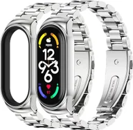 Akcesoria do smartwatchy - ETUI DO ZEGARKA XIAOMI MI BAND 3/4/5/6 SREBRNE Z BRANSOLETĄ STAL NIERDZEWNA - miniaturka - grafika 1