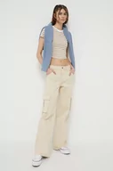 Spodnie damskie - Guess Originals jeansy Go Kit damskie kolor beżowy - miniaturka - grafika 1