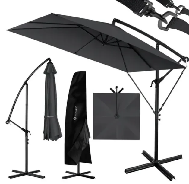 Parasol KESSER Holly prostokątny + Pokrowiec +Ochrona przed wiatrem z korbą