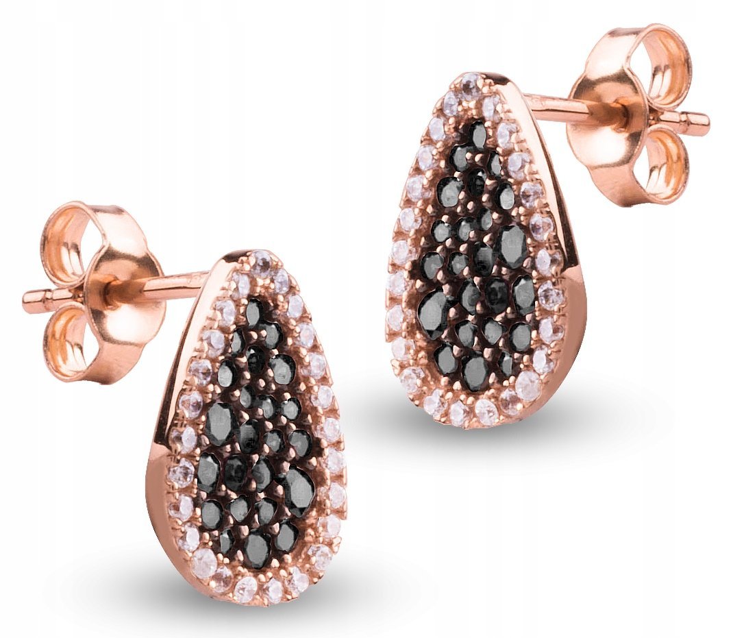 ZŁOTE KOLCZYKI NA SZTYFT ŁEZKA CYRKONIA 585