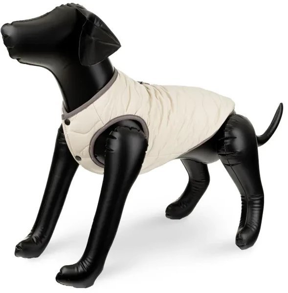 Kurtka, dla psa, be�owa, szare wyko�czenia, pikowana, rozmiar L, 45