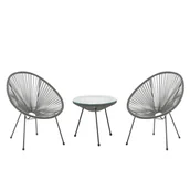 Meble ogrodowe - Beliani Zestaw mebli balkonowych rattanowy szary ACAPULCO II - miniaturka - grafika 1