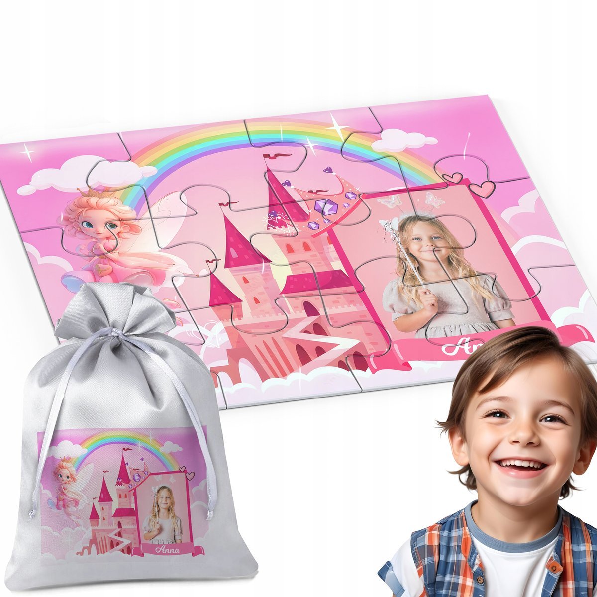 PUZZLE 12 el. TWOJE FOTO KSIĘŻNICZKA - IDEALNY PREZENT DZIECKA SZKOŁY IMIĘ