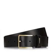 Paski - Skórzany męski pasek z logo czarny - miniaturka - grafika 1