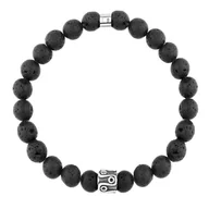 Bransolety męskie - Koraliki czarnej lawy z etno charmsem bransoletka dla mężczyzny - Manoki - miniaturka - grafika 1