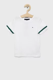 Koszulki dla chłopców - Tommy Hilfiger t-shirt dziecięcy kolor biały gładki - grafika 1