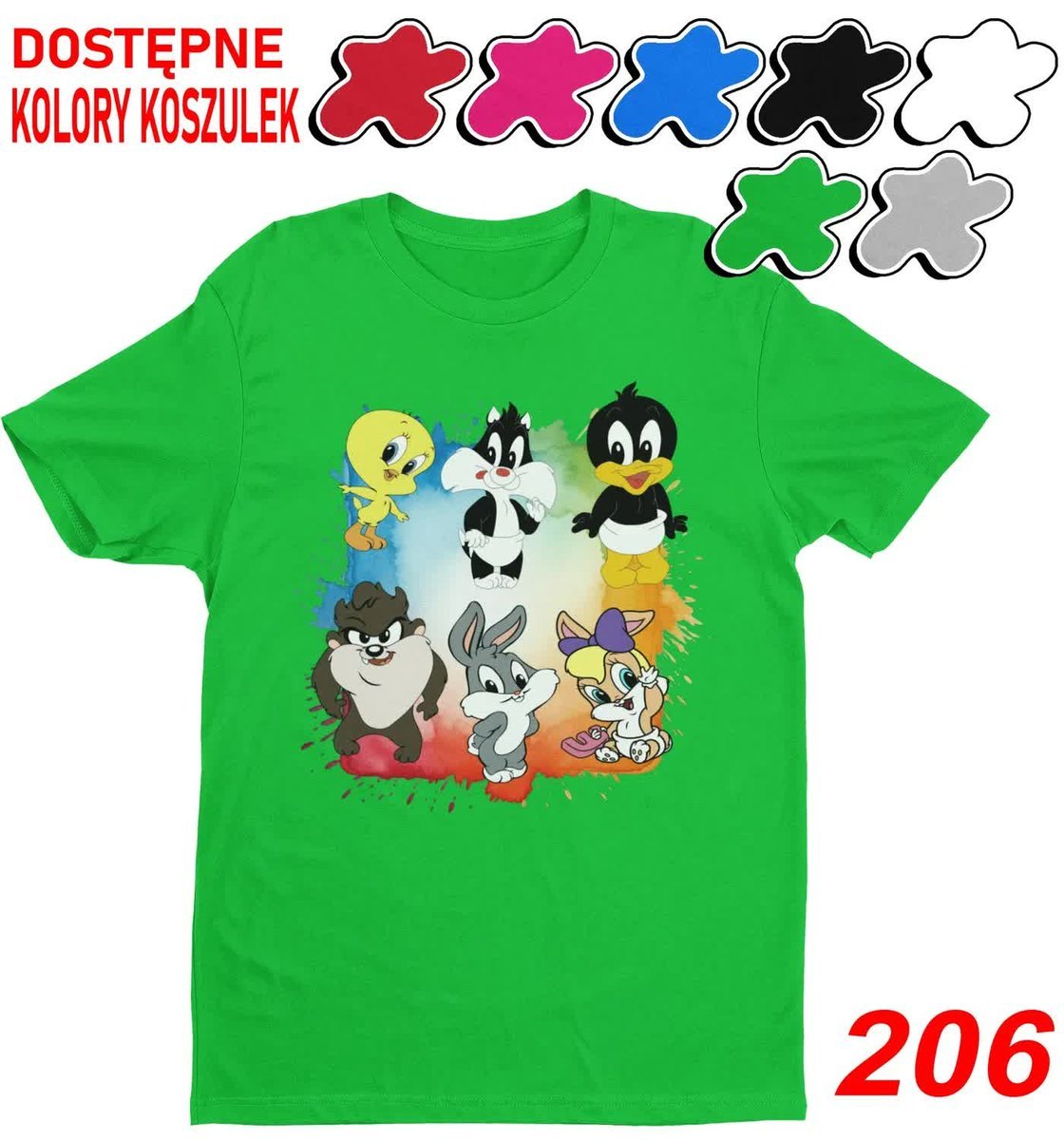 Dziecięca Koszulka Z Nadrukiem Bohaterowie Postacie Baby Tunes -L146-152