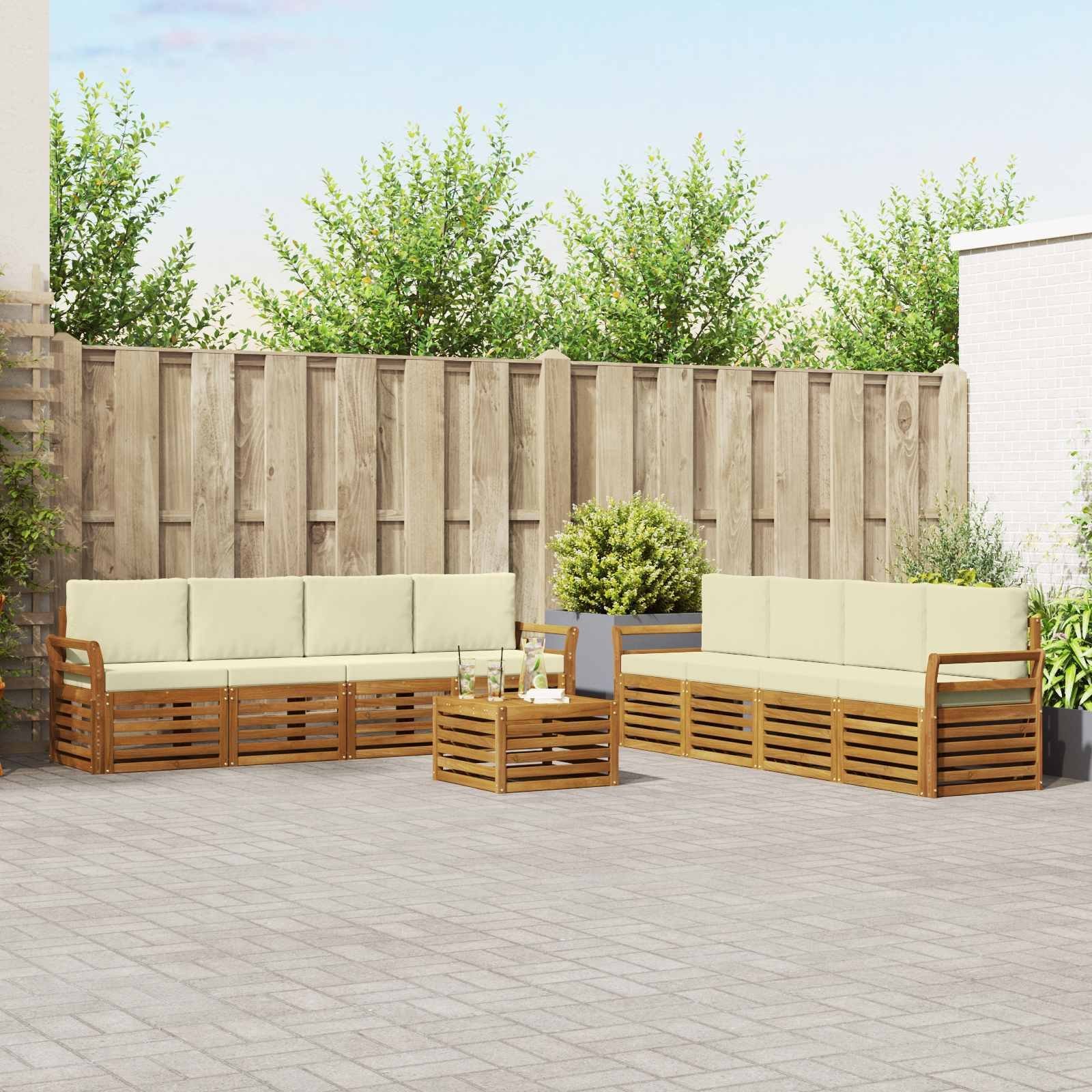 vidaXL Zestawy sof 9 pcs i Kremowy Lite Drewno Akacji