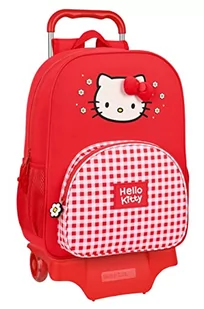 HELLO KITTY Spring duży plecak szkolny z wózkiem, plecak dla dzieci, odpowiedni dla dzieci, wygodny i wszechstronny, jakość i wytrzymałość, 33x15x42 cm, czerwony, Czerwony, Estándar, Casual - Plecaki szkolne i tornistry - miniaturka - grafika 1