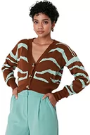 Swetry damskie - Trendyol Damski standardowy standardowy kardigan z dzianiny z dekoltem w serek, Brązowy, L - miniaturka - grafika 1