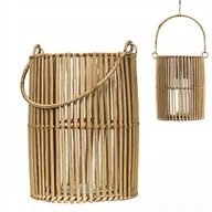 Świeczniki - LAMPION LATARNIA BOHO BAMBUS świecznik naturalny stojący do powieszenia - miniaturka - grafika 1