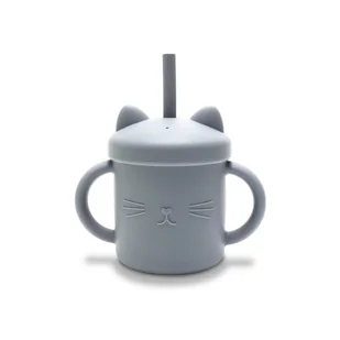 LORELLI CUP - KUBEK SILIKONOWY ZE SŁOMKĄ GREY - Kubki dla dzieci - miniaturka - grafika 1