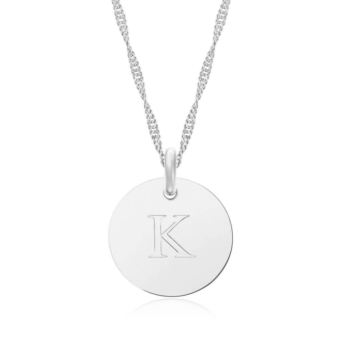Naszyjnik z grawerem srebrny koło