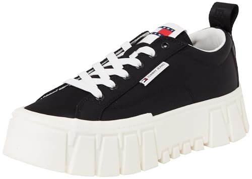 TOMMY JEANS Damskie TJW FLATFORM SNEAKER NYLON Low Top, CZARNY (czarny), 35 UK, Czarny, 5