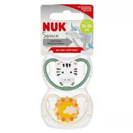 Smoczki uspokajające - NUK Smoczek uspokajający silikonowy 18-36m Space Zebra 2szt - miniaturka - grafika 1