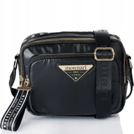 Torebki damskie - MONNARI Torebka na ramię LISTONOSZKA Pojemna DWUKOMOROWA PASEK LOGO PREMIUM - miniaturka - grafika 1