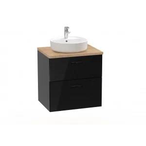 ROCA A851899351 VICTORIA PRO Zestaw łazienkowy z blatem 2 szuflady 60 czarny połysk - Szafki łazienkowe - miniaturka - grafika 1