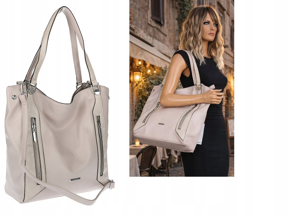 Torebka Damska Listonoszka Worek Shopper Torba na Ramię SR8257 Szara