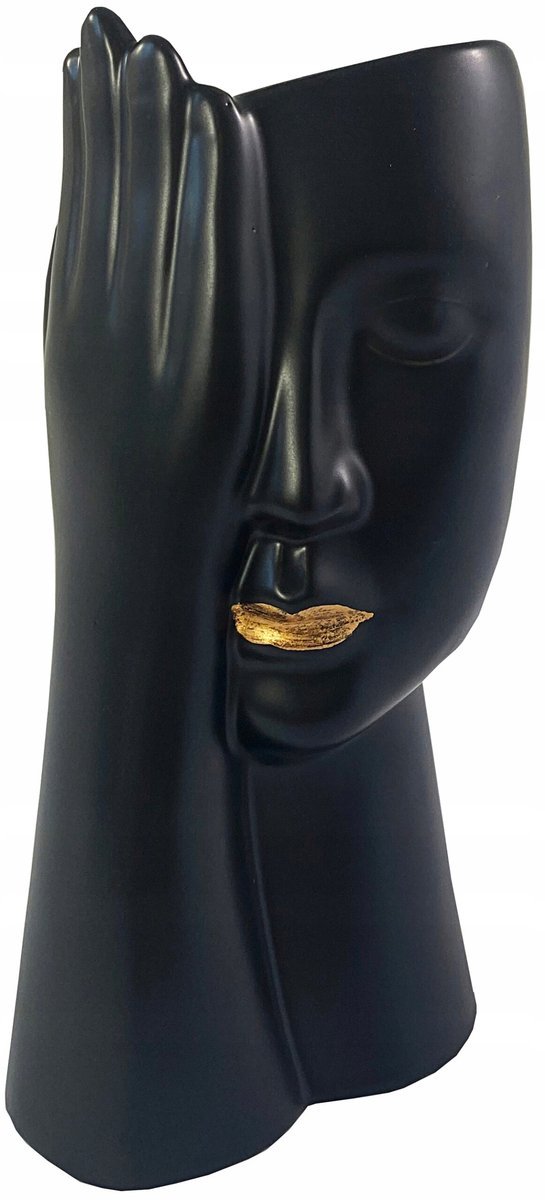 OSŁONKA FLAKON WAZON TWARZ GŁOWA DONICA doniczka 7808-88 BLACK FACE