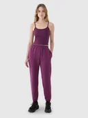 Spodnie sportowe damskie - 4F Spodnie dresowe joggery z modalem damskie - fioletowe S - miniaturka - grafika 1