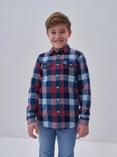 Bluzki dla chłopców - Koszula chłopięca w kratę granatowa Kalis 403 - grafika 1