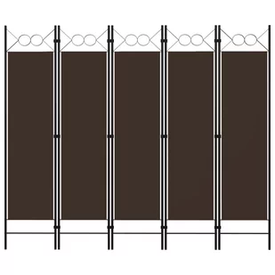 Parawan 5-panelowy, brązowy, 200 x 180 cm - Parawany - miniaturka - grafika 1