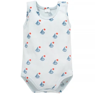 PINOKIO BODY NA RAMIACZKACH SAILOR NIEBIESKI LODKI 92 - Body dla niemowląt - miniaturka - grafika 1