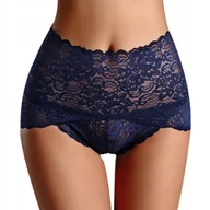 Majtki damskie - MAJTKI DAMSKIE KORONKOWE WYSZCZUPLAJĄCE FIGI Z KORONKĄ WYSOKI STAN GRANATOWE - miniaturka - grafika 1