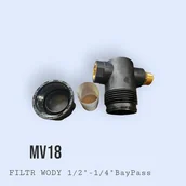 Akcesoria do myjek - Filtr Wody MV18 G1/2"F-G1/2M + BayPass 1/4"F (wyjście na manometr) max.przepływ 30l/min max.ciśnie 10bar - miniaturka - grafika 1