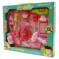 Zabawy w naśladowanie dorosłych - RÓŻOWY ZESTAW LEKARZA MAŁY DOKTOR ZABAWKI SZPITAL DLA LALEK MISIÓW - miniaturka - grafika 1