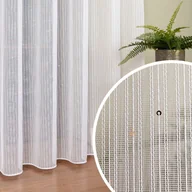 Firany - Długa biała firana z ołowianką do salonu, ozdobiona złotymi cekinami, wysokość 300 cm - sprzedawana na metry - miniaturka - grafika 1