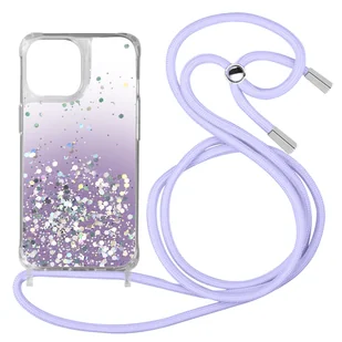 Etui na iPhone 11 Cekinowy tył z odpinanym paskiem - fioletowy gradient - Etui i futerały do telefonów - miniaturka - grafika 1