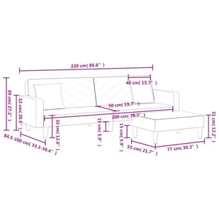 2-osobowa kanapa rozkładana z poduszkami i podnóżkiem, czarna - Sofy i kanapy - miniaturka - grafika 12