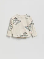 Bluzki dla niemowląt - Reserved - Bawełniany longsleeve z nadrukiem - beżowy - miniaturka - grafika 1