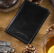 Etui na dokumenty i karty - Etui Na Karty Dokumenty PolskaGalanteria Duże CZARNE Skóra Naturalna Pionowe z Miejscem Na Bilon MOTYW GÓRSKI 12 x 9 [cm] - miniaturka - grafika 1