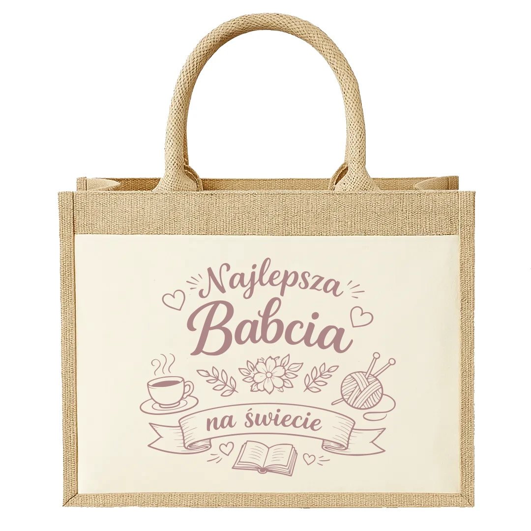 Najlepsza babcia na świecie - Torba z juty na prezent