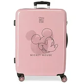 Walizki - Disney Walizka Mickey Outline, średniej wielkości, różowa, 48 x 68 x 26 cm, sztywna, zamknięcie ABS, zintegrowana, 70 l, 3 kg, 4 kółka - miniaturka - grafika 1