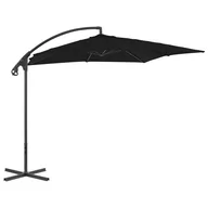 Parasole ogrodowe - vidaXL Parasol wiszący ze stalowym słupkiem, 250 x 250 cm, czarny vidaXL - miniaturka - grafika 1