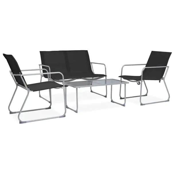 Zestaw ogrodowy czarny - 1 stół 90x45x38 cm, 2 krzesła 52x53x80 cm, ław