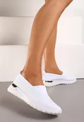 Trampki damskie - Białe Tenisówki Elastyczne z Metaliczną Wstawką na Zapiętku Jestella - Renee - miniaturka - grafika 1