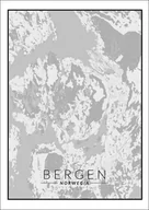 Plakaty - Galeria Plakatu, Bergen mapa czarno biała, 42x59,4 cm - miniaturka - grafika 1