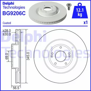 Tarcza hamulcowa DELPHI BG9206C - Tarcze hamulcowe - miniaturka - grafika 1