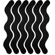 Maty antypoślizgowe - Naklejki antypoślizgowe pod prysznic, w kształcie litery S, do wanien, kabin prysznicowych, schodów, 2 x 20 cm, 6 szt., czarne - miniaturka - grafika 1