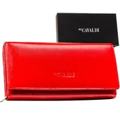 Portfele - Skórzany portfel damski CAVALDI 10 x 18,5 x 3,5 cm, na zatrzask - miniaturka - grafika 1