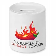 Skarbonki - SKARBONKA DLA BABCI TA BABCIA TO GORĄCY TOWAR z Nadrukiem ze Zdjęciem + Opakowanie na prezent (wzór 01) - miniaturka - grafika 1