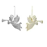 Ozdoby bożonarodzeniowe - Zawieszka plastikowa anioł 10 cm srebrny / złoty - miniaturka - grafika 1