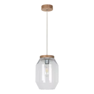 Britop Skandynawska LAMPA wisząca VASO 169110174 loftowa OPRAWA szklany słoik zwis przezroczysty drewno przezroczysty drewno - Lampy sufitowe - miniaturka - grafika 1